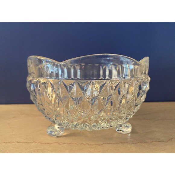 Indiana Glass Bowl Candy Dish Crystal Diamond Point, Footed (3) Vintage Pristine - Picture 3 of 10